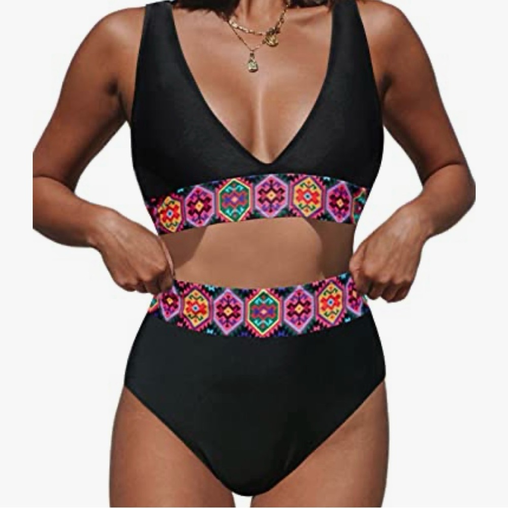 NWT Black and Multicolor Women's Swimwear Set - Size: Medium - Picture 15 of 15